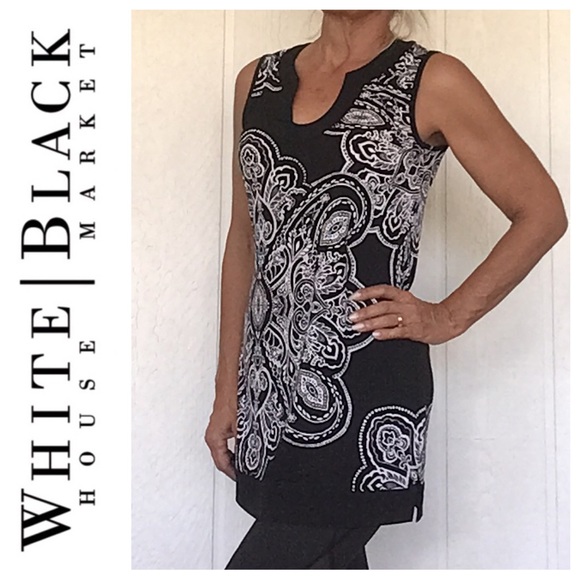 WHITE HOUSE BLACK MARKET PRINTED TUNIC TOP SIZE SMALL - Picture 2 of 12